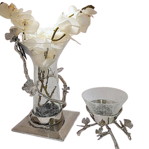 Vase à fleurs fait à la main décoration de maison support en aluminium poli brillant matériau en verre Vase de luxe fantaisie - Product Image 1