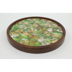 Platos para servir de forma redonda de madera de nuevo diseño, calcomanía esmaltada acabada para el hogar y hoteles, platos de mesa y platos hechos a mano - Product Image 1