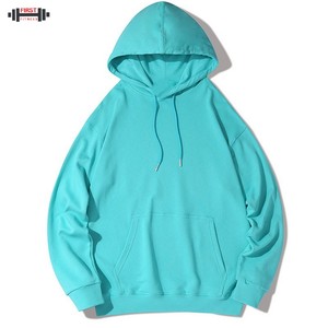 Venta al por mayor colorido hombro caído invierno hombres 100% algodón polar personalizado cordón pulóver con capucha 300gsm alta calidad - Product Image 2