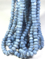 Perles Rondelles en Opale Bleue Naturelle Teinte, 16 pouces, 8-9mm, Lisses et Polies, Qualité Supérieure, Effet Œil de Chat, Certifiées CNAS, Vente en Gros