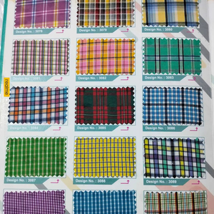 ผ้าเช็คย้อมเส้นด้าย65% ผ้าฝ้าย35% โพลีเอสเตอร์ความกว้าง36นิ้วสำหรับเสื้อผ้า - Product Image 1