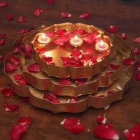 Bol en fer fait main de style floral pour la décoration de Diwali et de Noël, fleurs flottantes avec plusieurs finitions