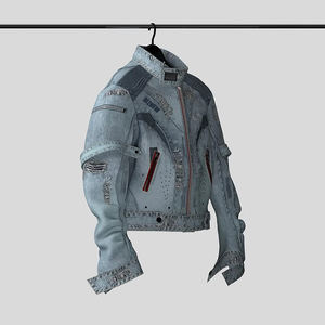 جاكيت دينيم مصمم من ديزنيو، بكمية طلب منخفضة، تصنيع حسب الطلب، جاكيت دراجات نارية أزرق ممزق للرجال - Product Image 2