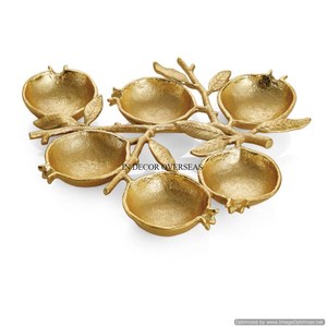 Cuenco de decoración y servicio de diseño de hojas de textura martillada de forma redonda chapada en oro de alta calidad de Metal de calidad Superior más vendida - Product Image 5