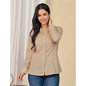 Chemise décontractée en coton blanc cassé à manches longues pour femmes, tailles XS-XL, tissu popeline de soie, logo brodé, motif rayé - Product Image 4