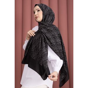 Chal Jacquard con Patrón Premium para Musulmanas, Serie Gris Humo - Product Image 2