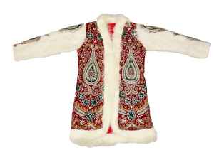 2022 Vintage fourrure Zari travail veste pour femmes brodé blanc fausse fourrure longue coton-rembourré chic hiver tenue boutons - Product Image 5