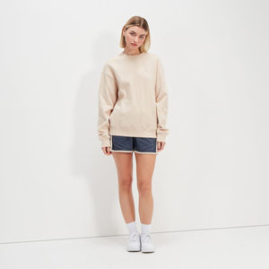 เสื้อสเวตเชิ้ตผู้หญิงสีเบจแบบสั่งทำพิเศษ เสื้อฮู้ดออกกำลังกายแบบยั่งยืน ขอบแขนและชายเสื้อแบบริบ สำหรับฤดูใบไม้ร่วงและฤดูหนาว ดีไซน์เรียบง่าย คอกลม แขนยาว - Product Image 4