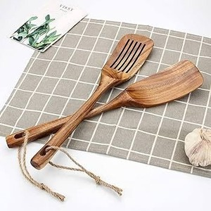 Cuillère et fourchette de service à salade en bois d'acacia/manguier naturel avec poignée en résine époxy Couverts à salade à prix abordable - Product Image 3