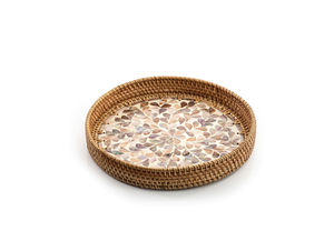 Plateau de service en nacre blanche pour hôtel Plateaux en rotin tissés à la main pour les cadeaux de l'Aïd Ramadan Nouveaux plateaux de service - Product Image 2