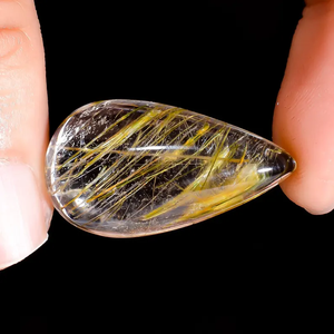 Forme de poire AAA doré rutile Quartz poire Cabochon poli naturel cristal de guérison pierre précieuse en vrac pour la fabrication de bijoux fournitures - Product Image 4