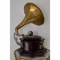 Antique phonographe tourne-disque Vintage Style fait à la main Gramophone travail musique cadeau décor manivelle boîte à musique métal matériel