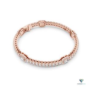 5.27ct Rose <b>Gold</b> Emerald Cut Lab Grown Diamond Bracelet in 14K <b>Solid</b> Halo Link Statement Bracelet <b>Gold</b> Fine Jewelry for Women - Product Image 4