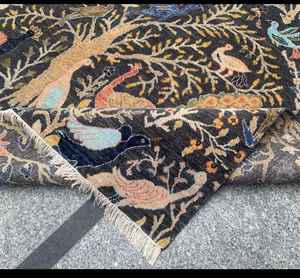 พรมขนสัตว์ทำมือลาย6X9รูปนกสีฟ้าลายต้นไม้คุณภาพสูงทันสมัยสำหรับบ้านโรงแรมร้านอาหารห้องสวดมนต์ปักลายนามธรรม - Product Image 6