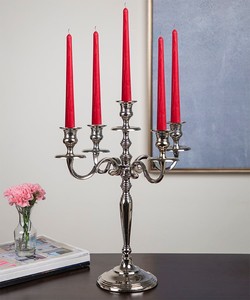 Candelabro de aluminio plateado de 5 brazos mejor valorado Fiesta en Casa Única Decorar portavelas Soporte Artesanía hecha de vidrio - Product Image 4