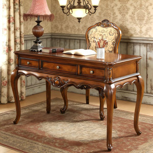 American Vintage Brown <b>Solid</b> <b>Wood</b> Computer <b>Desk</b> Rectangular Home Workstation DESK2-0052 - Product Image 1