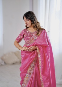Sari de Fiesta para Mujer FABZONE con Bordado Intenso, Cuentas y Lentejuelas, para Todas las Temporadas - Product Image 4
