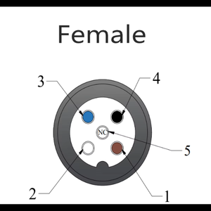 M12 Femelle Droit a Code 5 Broches Cuivre Industriel PVC Non Blindé 4x0.34 1 Mètre Noir - Product Image 2