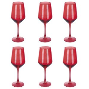 Set of 6 Modern 510ml Red <b>Wine</b> <b>Goblets</b> Rubino Sibilla Colored Crystal Stem <b>Wine</b> Glasses with Customizable Logo - Product Image 1