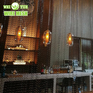 Rideau décoratif en maille métallique d'anneau de cotte de mailles de diviseur d'espace d'acier inoxydable 304 d'usine pour le plafond d'hôtel - Product Image 1