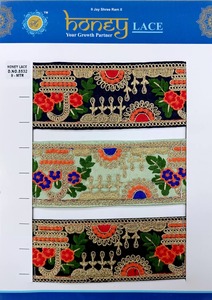 Tela de encaje bordado floral colorido Patrones intrincados Uso de moda de gama alta para bolsas de regalos de ropa - Product Image 5