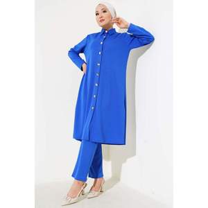 Ensemble tunique 2 pièces pour femme avec saxophone boutonnée en métal élégant et élégant - Product Image 3