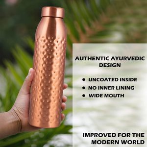 Bouteille d'eau réutilisable en cuivre Divris, écologique, artisanat de qualité supérieure, design classique, finition attrayante, portable, pour les voyages en plein air - Product Image 3
