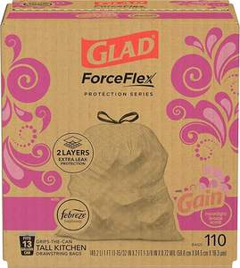 Bolsas de Basura Altas para Cocina Glad ForceFlex, Plástico Transparente, Más de 100 Unidades, Aroma Brisa Lunar - Product Image 1