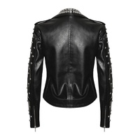 Vestes en cuir de motard cloutées faites à la main de style punk pour femmes Plumes Écologiques Personnalisables Peau de vache Bomber en laine Streetwear