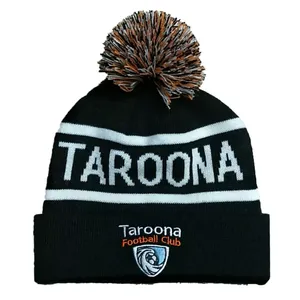 Vente en gros de bonnet à revers en jacquard pour hommes et femmes, bonnet d'hiver en tricot uni, bonnet tricoté chaud deux tons avec logo brodé - Product Image 5