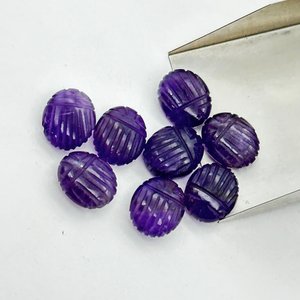 Cuentas de Piedra Preciosa de Escarabajo Amatista, Talladas a Mano, Escarabajo Morado, Tallados de Animales, 10x12 MM - Product Image 1