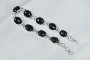 Gorgeous <b>Solid</b> 925 Sterling <b>Silver</b> Black Onyx Oval Shape Gemstone Handmade Fine <b>Silver</b> <b>Bracelet</b> Jewelry Sterling <b>Silver</b> Jewelry - Product Image 2