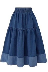 กระโปรงยีนส์ทรงตรงสไตล์โมเดิร์นคลาสสิก Y2K  ไอเท็มสำคัญในตู้เสื้อผ้า  พร้อมโลโก้ที่เอว เหมาะสำหรับฤดูใบไม้ผลิ ฤดูใบไม้ร่วง และฤดูร้อน - Product Image 3