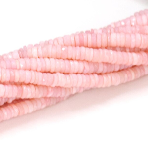 Hermosas Cuentas Heishi de Ópalo Rosa Intenso Facetadas, Cuentas de Piedra Preciosa con Corte de Rueda Facetada de Ópalo Rosa AAA de 5-8 mm, Cuentas de Ópalo de Calidad - Product Image 3