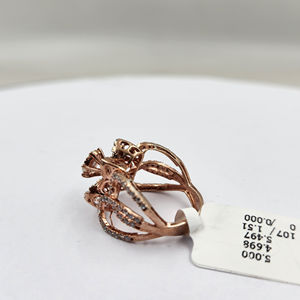 Anillo de Diamantes Certificado IGI de Oro Rosa y Blanco de 14K de 12 Piezas para Mujer, con Diseño Moderno para Fiestas y Uso Étnico - Product Image 3