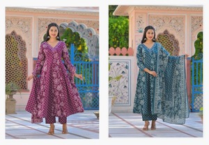 ชุดเสื้อกางเกงผ้าฝ้ายทรงหลวมสำหรับผู้หญิงชุดคอลเลกชั่นอินเดียระบายอากาศได้ดี - Product Image 5