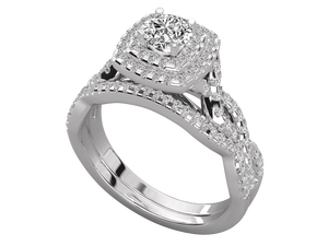 Bague de fiançailles halo en diamant taille brillant, plaquée or 14 carats, argent sterling, design personnalisé, élégance classique, pour femme, vente chaude - Product Image 5