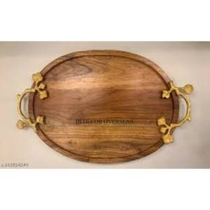 ถาดไม้สำหรับโรงแรมและเครื่องครัวร้านอาหารถาดเสิร์ฟทำจากไม้รูปทรงกลมคริสตัลใส - Product Image 5