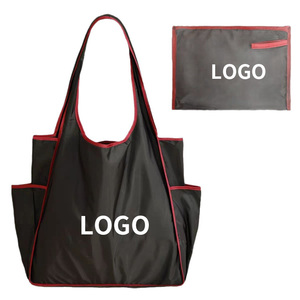 2026 Custom Foldable Tote Bag Black Color Reusable Polyester Reusable Tote Bag for Shopping