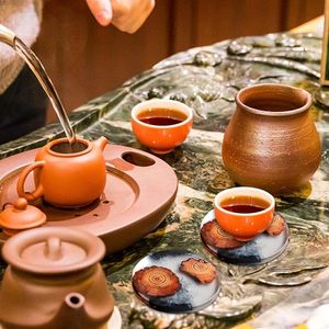 Posavasos Artesanal de Madera Natural y Resina Epoxi, Estilo Bohemio, Decoración Ecológica y Ligera para Mesa de Hogar de Lujo - Product Image 6