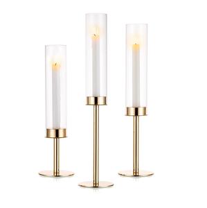 เชิงเทียนตกแต่งโลหะเหล็กดีไซน์คลาสสิกฐานหินอ่อนเชิงเทียนชุบทองสำหรับตกแต่งบ้านและภายใน - Product Image 1