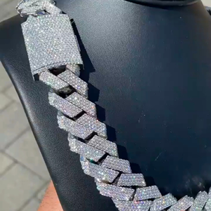 Venta caliente clásica 22 mm Moissanite Micro Pave Hip Hop Iced Out Miami cadena de eslabones cubanos 24 pulgadas plata esterlina chapada en oro - Product Image 5
