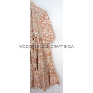 Vestido Maxi de Algodón Natural Lavable Hecho a Mano para Mujer, Cuello en V, Manga Larga, Botones, Estampado de Leones y Bosques, Estilo Bohemio Vintage - Product Image 6