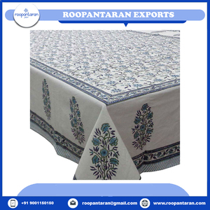 Venta caliente 100% mantel de algodón bloque de mano impreso diseño Jacquard artesanía atemporal mejor precio para mesa de algodón puro - Product Image 2