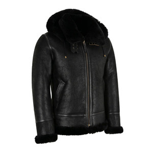 Veste en peau de mouton classique B3 en gros |   Vrai manteau d'aviateur en peau de mouton |   Usine de fabrication de vestes en cuir chaudes pour l'hiver - Product Image 4