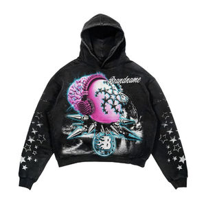 Sudadera con capucha gruesa de algodón para hombre, Jersey cálido de peso pesado con bolsillo frontal grande, adecuado para la moda de calle diaria - Product Image 6