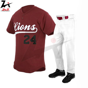 Wholesale Durable Comfortable Polyester Plain Breathable Button <b>Baseball</b> Jersey Sports Uniform Printed Customizable 300g Fabric - Product Image 5