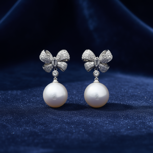 Eleganti orecchini pendenti con fiocco per donna, design in stile perla, gioielli alla moda per tutti i giorni - Product Image 2