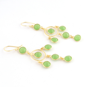 ต่างหูห้อยประดับหินควอตซ์อัญมณีหลากสีรูปทรงเรขาคณิตที่สง่างามต่างหูทองเหลืองชุบทอง18K สำหรับงานปาร์ตี้ - Product Image 2