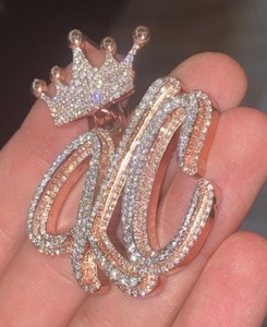 Moissanite Customized <b>Letter</b> Pendant Iced Out Two <b>Letter</b> HIP HOP Moissanite Pendant Gift for Aaniversary - Product Image 3